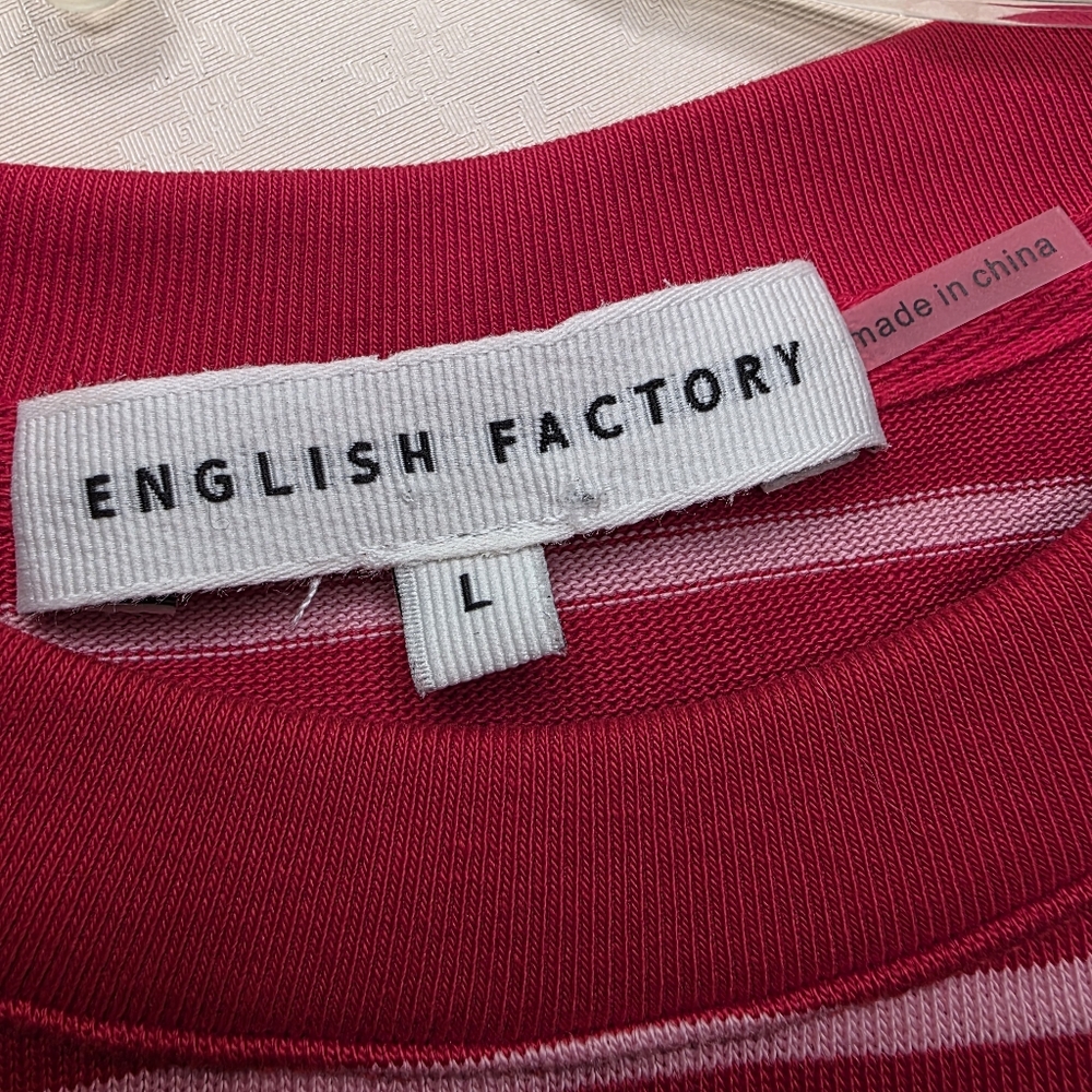 English Factory Striped Ribbed Knit Short Sleeve Tee - Size L - Picture 7 of 7